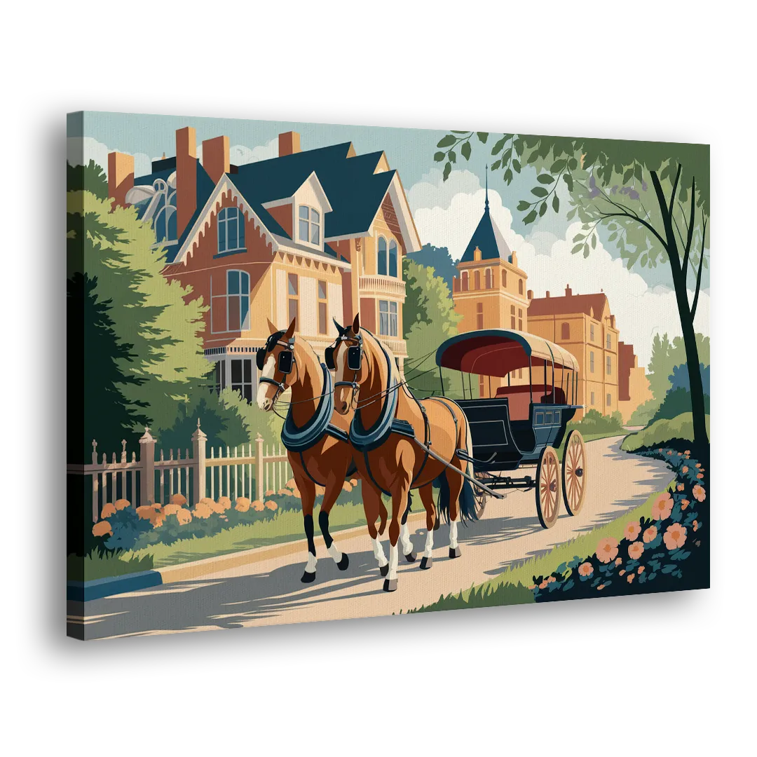 Mackinac Island Horse Carriage Ride Side - Canvas Wall Art