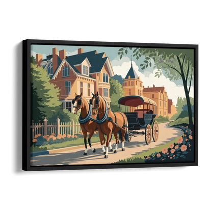 Mackinac Island Horse Carriage Ride Side - Black Canvas Wall Art