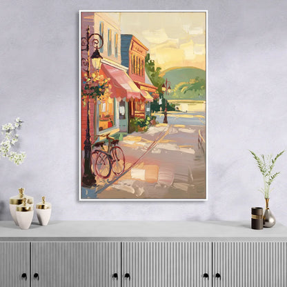 Mackinac Island Main Street Charm Living Room - White Canvas Wall Art