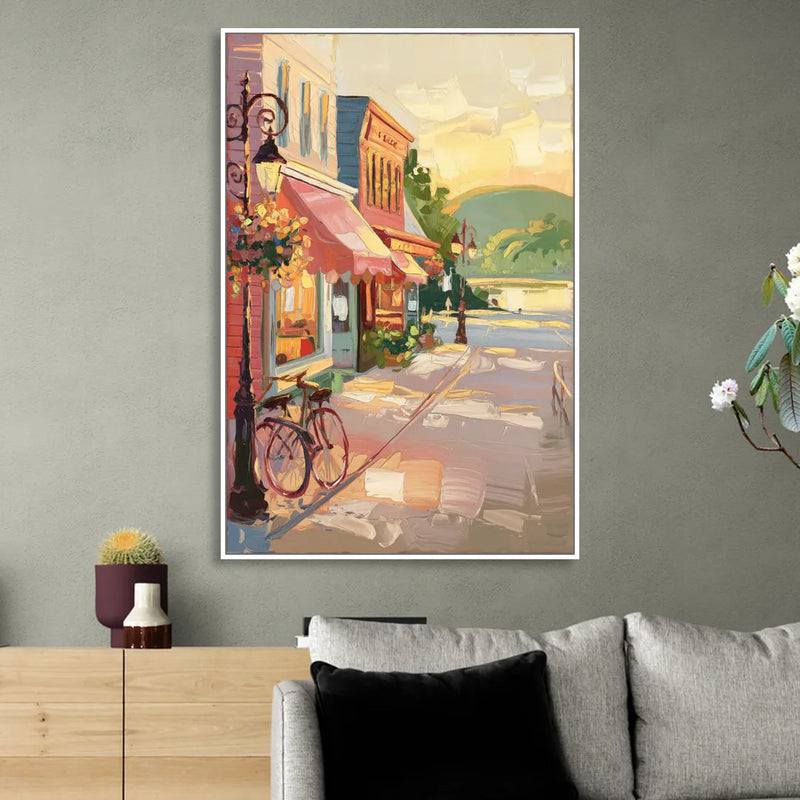 Mackinac Island Main Street Charm Sitting Room - White Canvas Wall Art