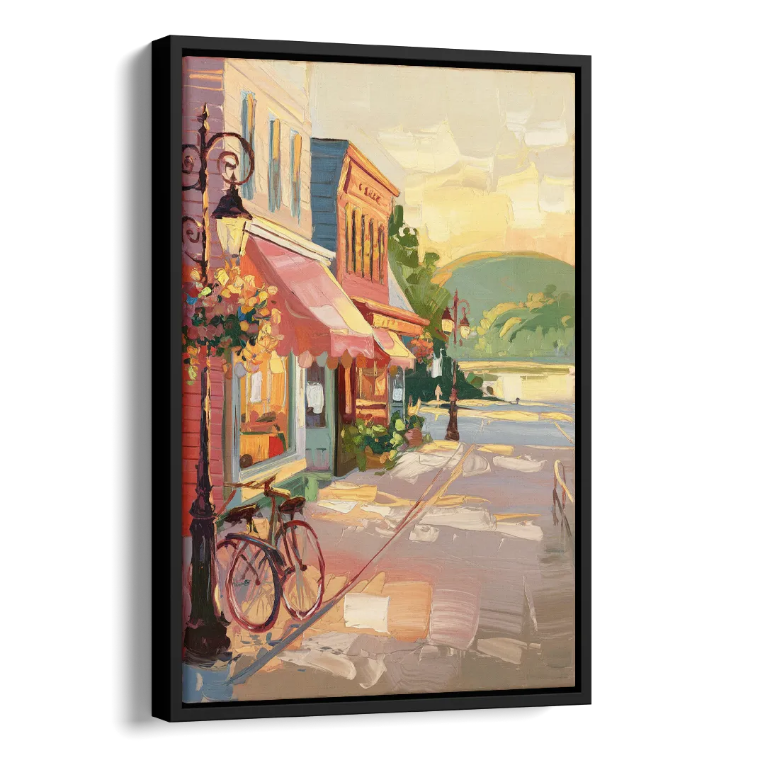 Mackinac Island Main Street Charm Side - Black Canvas Wall Art