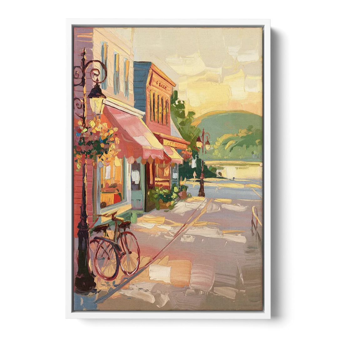 Mackinac Island Main Street Charm Front - White Canvas Wall Art