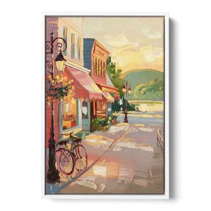 Mackinac Island Main Street Charm Front - White Canvas Wall Art
