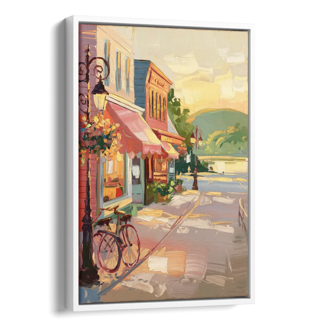 Mackinac Island Main Street Charm Side - White Canvas Wall Art