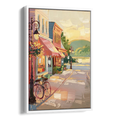 Mackinac Island Main Street Charm Side - White Canvas Wall Art