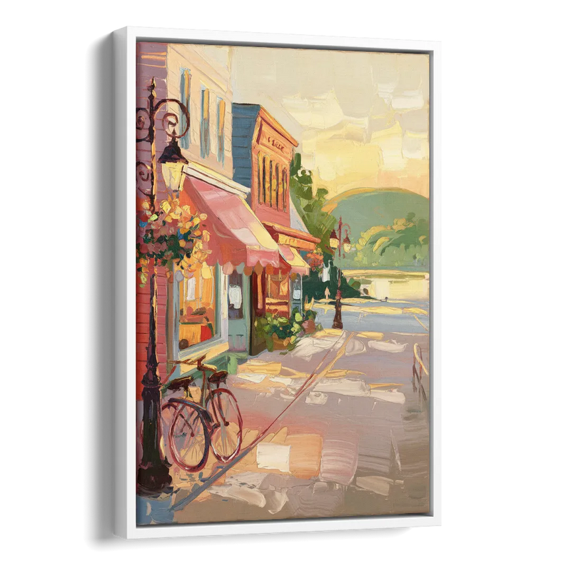 Mackinac Island Main Street Charm Side - White Canvas Wall Art