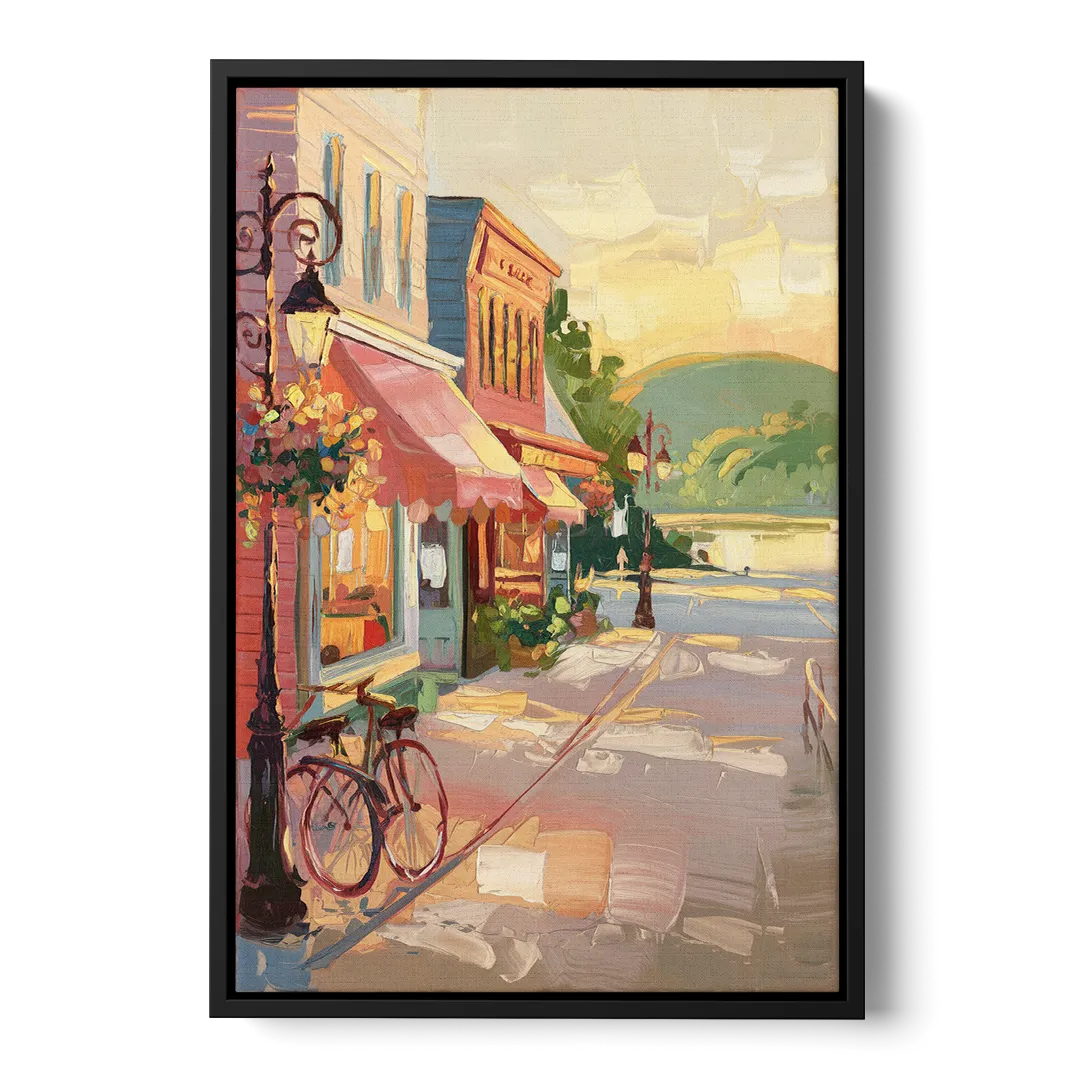 Mackinac Island Main Street Charm Front - Black Canvas Wall Art