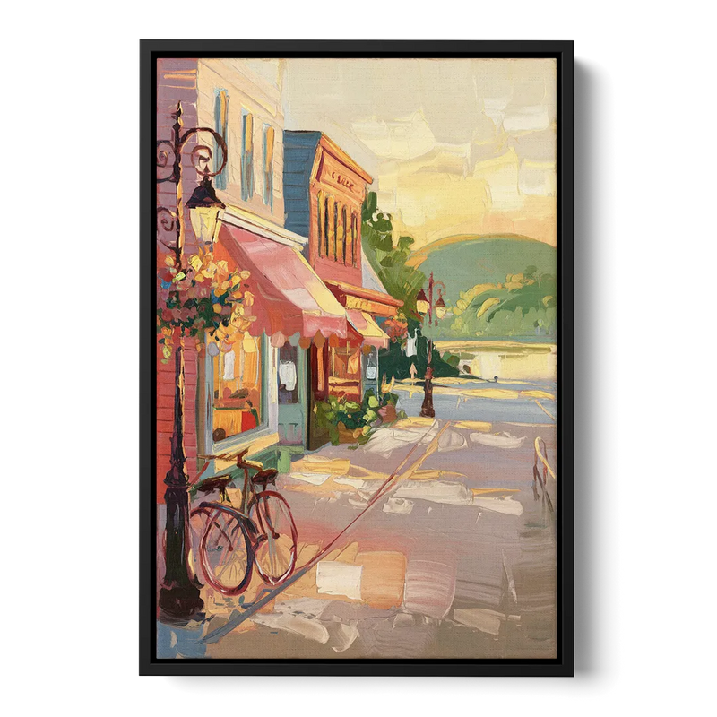 Mackinac Island Main Street Charm Front - Black Canvas Wall Art