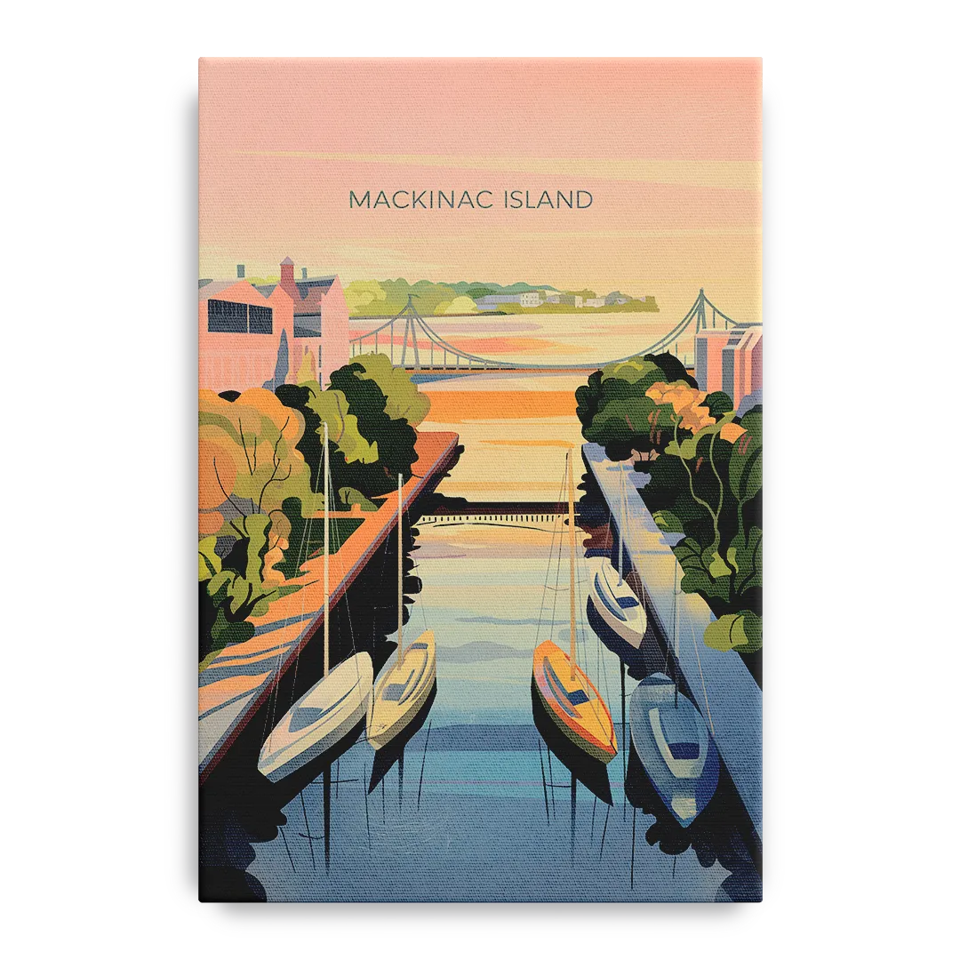 Mackinac Island Sunrise Harbor Front - Canvas Wall Art