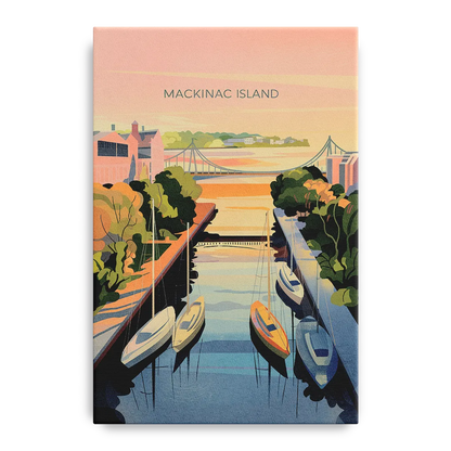 Mackinac Island Sunrise Harbor Front - Canvas Wall Art