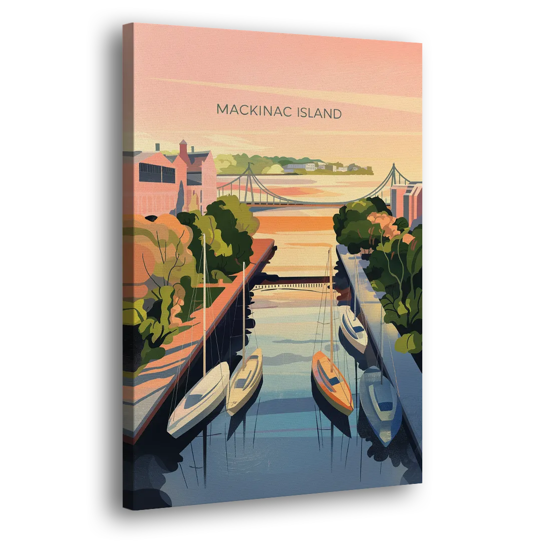 Mackinac Island Sunrise Harbor Side - Canvas Wall Art
