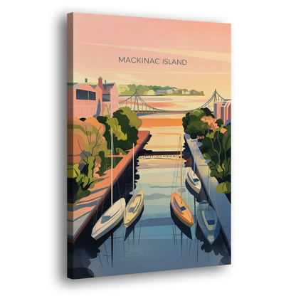 Mackinac Island Sunrise Harbor Side - Canvas Wall Art