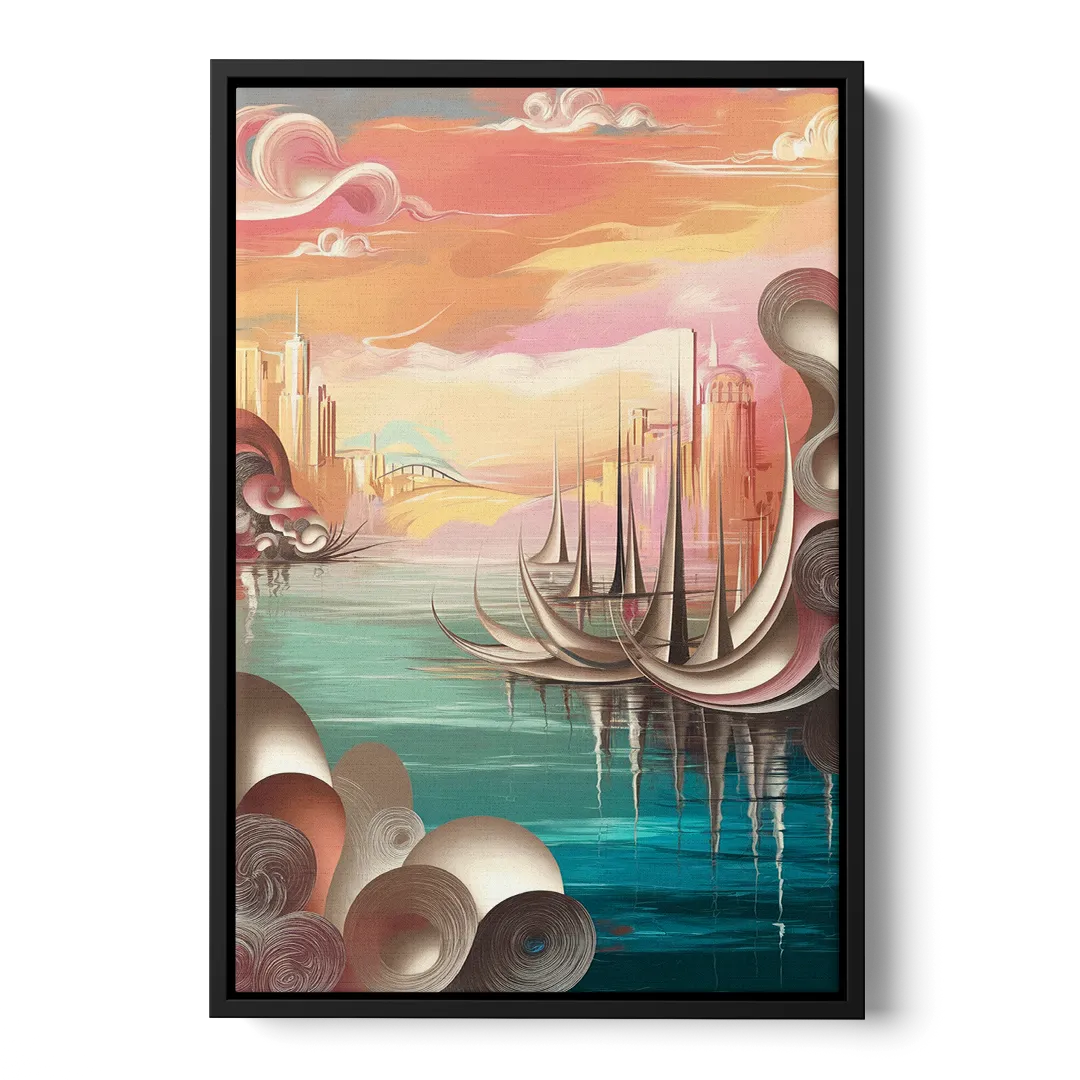 Mackinac Island Waterfront Serenity Front - Black Canvas Wall Art