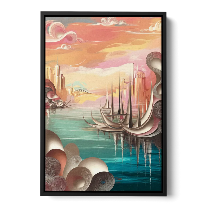 Mackinac Island Waterfront Serenity Front - Black Canvas Wall Art