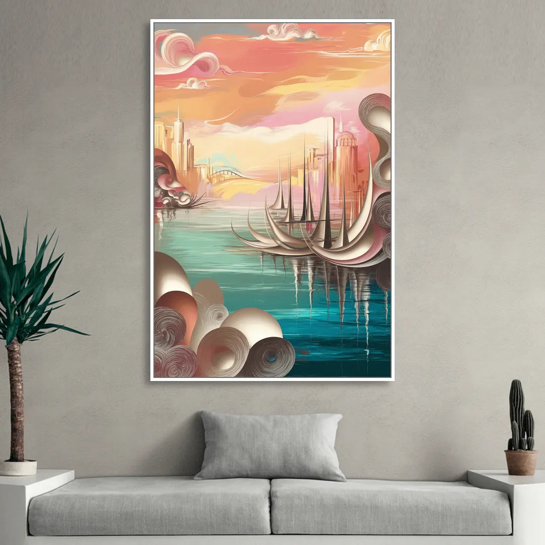 Mackinac Island Waterfront Serenity Sitting Room - White Canvas Wall Art