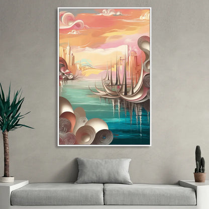 Mackinac Island Waterfront Serenity Sitting Room - White Canvas Wall Art