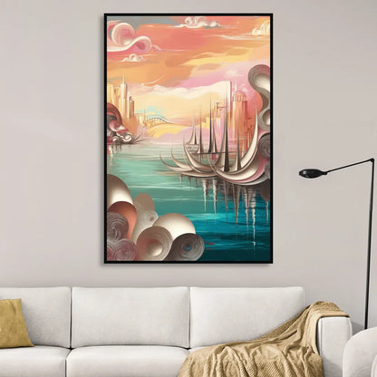 Mackinac Island Waterfront Serenity Sitting Room - Black Canvas Wall Art