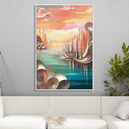 Mackinac Island Waterfront Serenity Living Room - White Canvas Wall Art