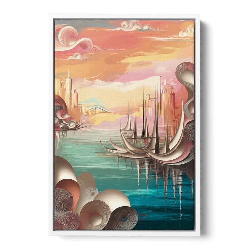 Mackinac Island Waterfront Serenity Front - White Canvas Wall Art