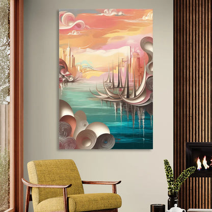 Mackinac Island Waterfront Serenity Living Room - Canvas Wall Art