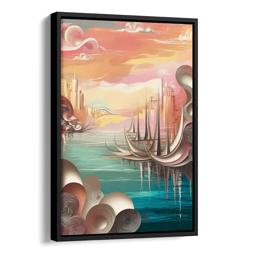 Mackinac Island Waterfront Serenity Side - Black Canvas Wall Art