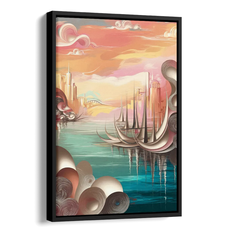 Mackinac Island Waterfront Serenity Side - Black Canvas Wall Art