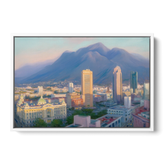 Macroplaza Skyline - White Framed Canvas Wall Art - Front