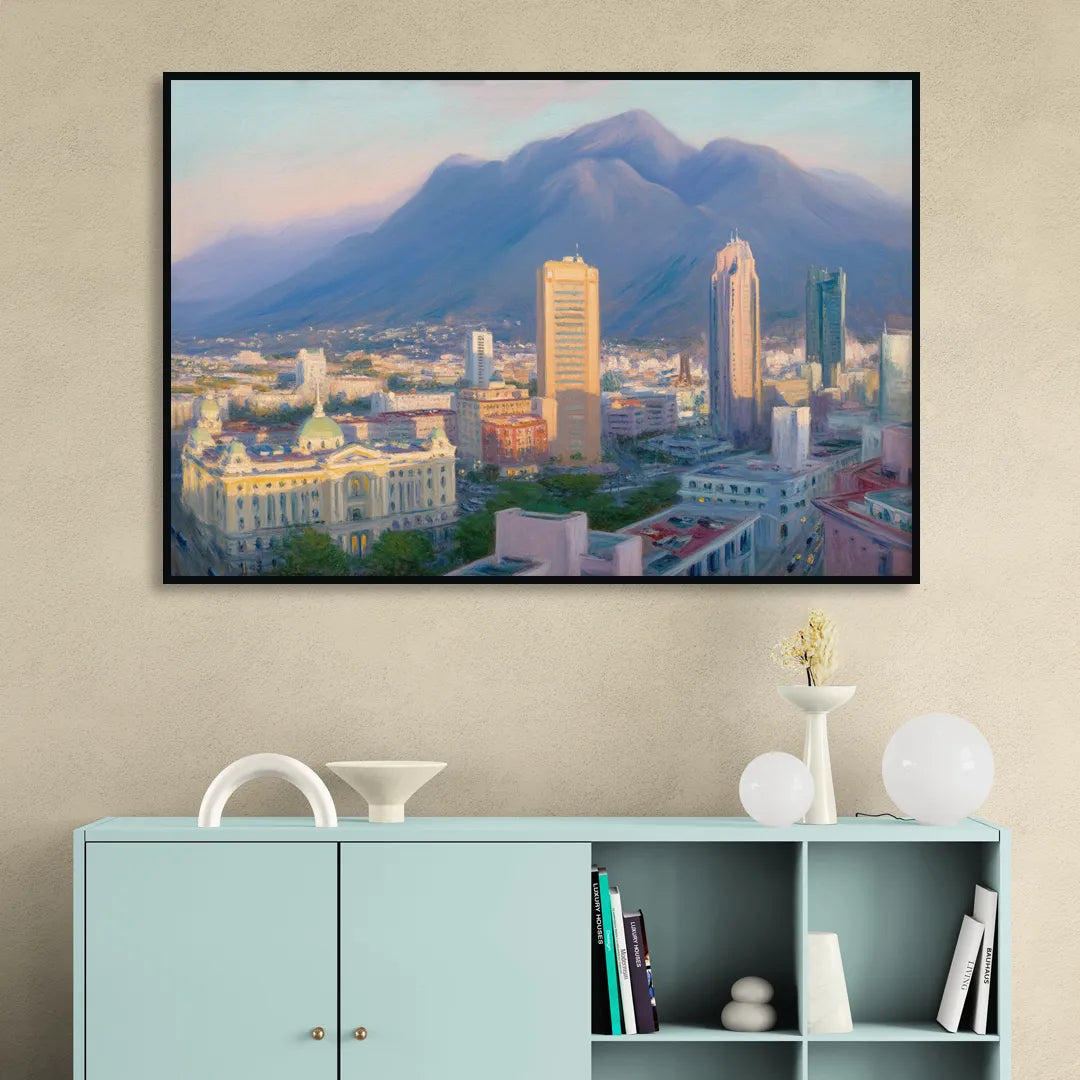 Macroplaza Skyline Sitting Room - Black Canvas Wall Art