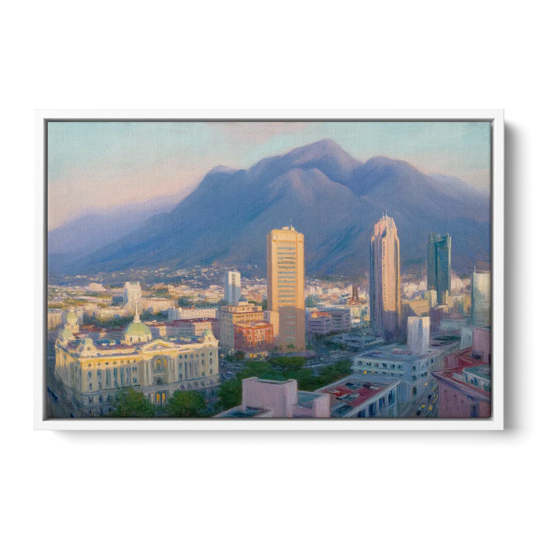 Macroplaza Skyline Front - White Canvas Wall Art