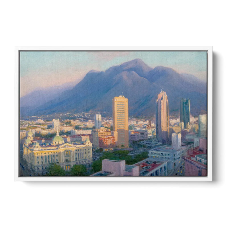Macroplaza Skyline Front - White Canvas Wall Art