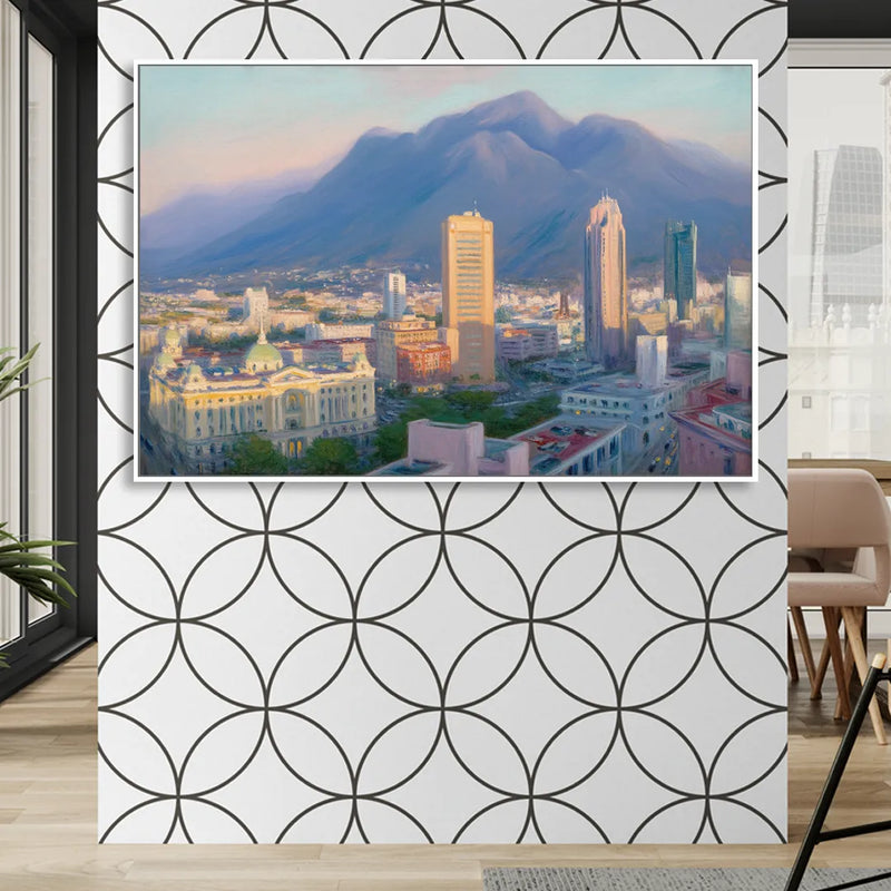Macroplaza Skyline Sitting Room - White Canvas Wall Art