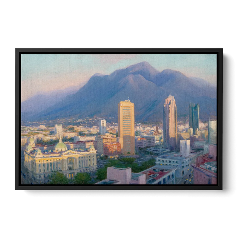 Macroplaza Skyline Front - Black Canvas Wall Art