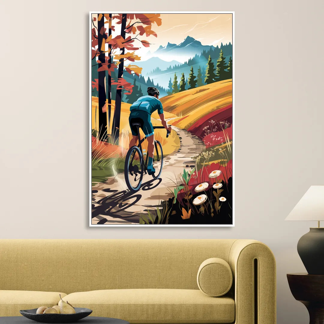 Madison Bike Trails Adventure Living Room - White Canvas Wall Art