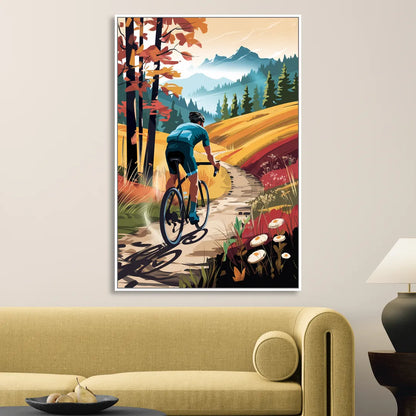 Madison Bike Trails Adventure Living Room - White Canvas Wall Art