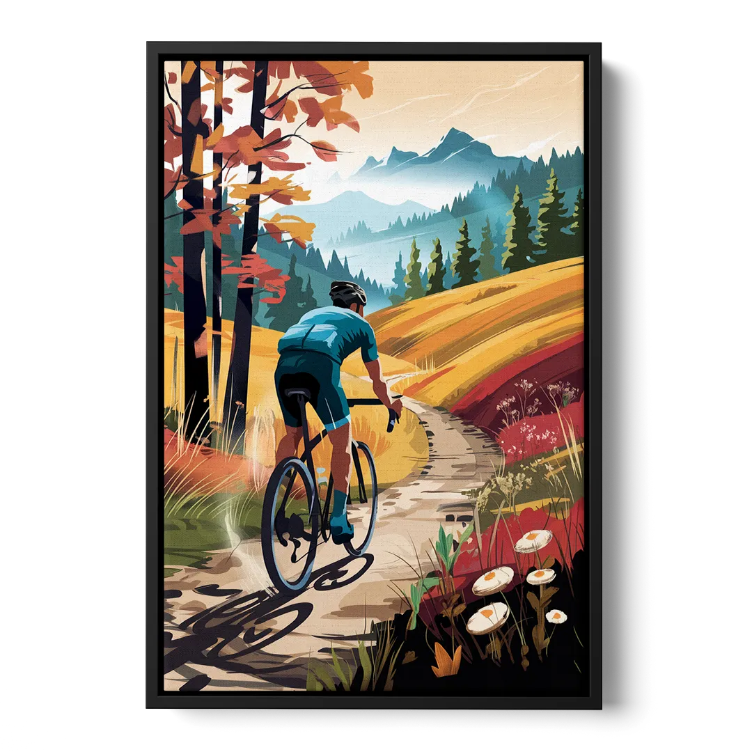 Madison Bike Trails Adventure Front - Black Canvas Wall Art