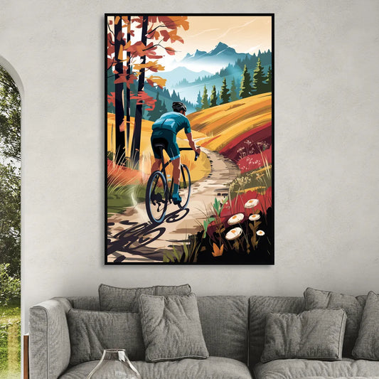 Madison Bike Trails Adventure Living Room - Black Canvas Wall Art