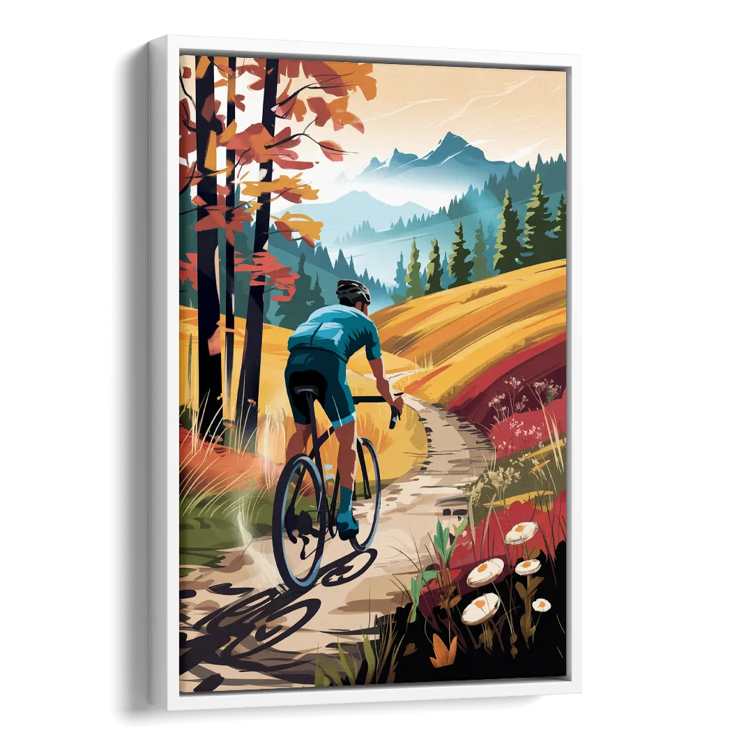 Madison Bike Trails Adventure Side - White Canvas Wall Art