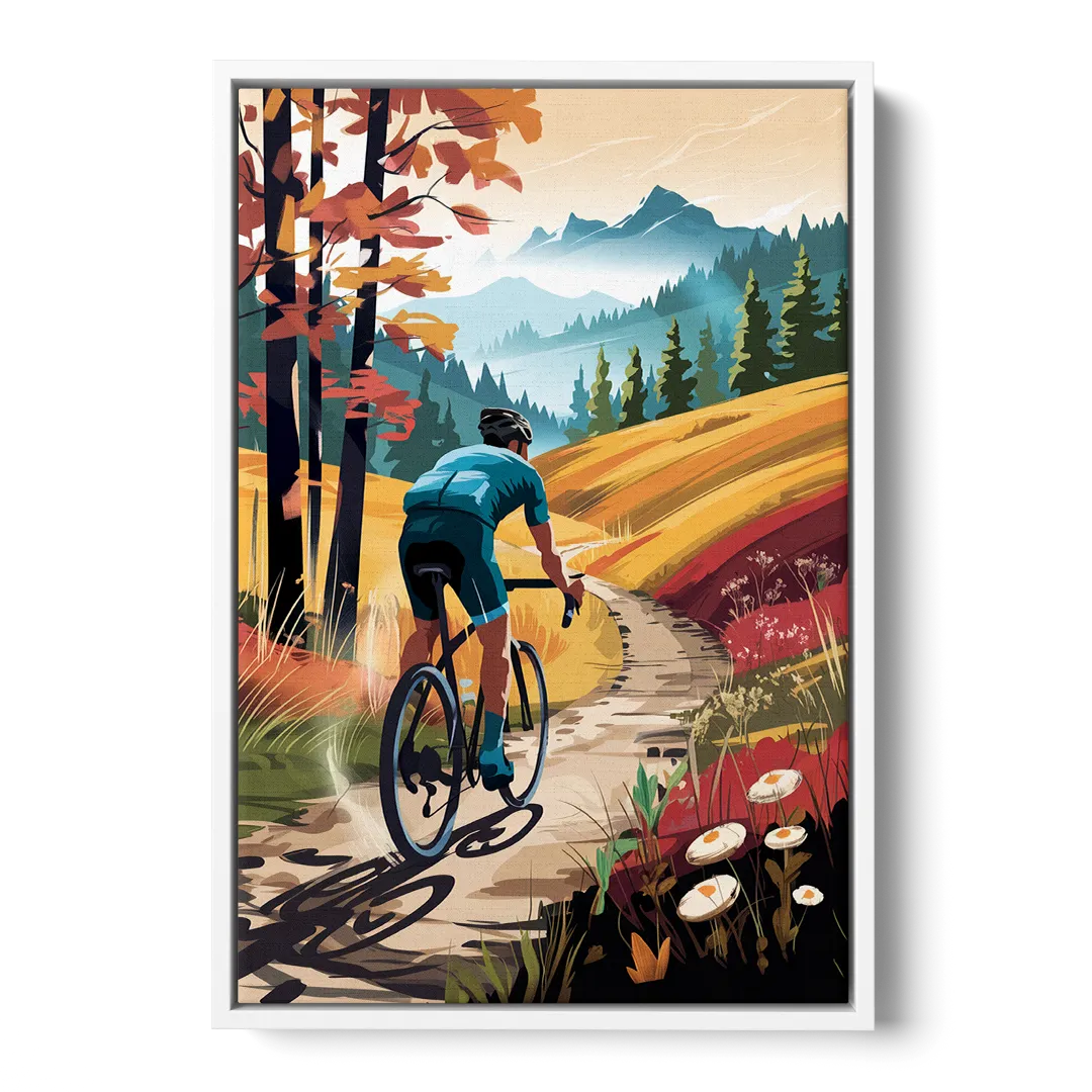 Madison Bike Trails Adventure Front - White Canvas Wall Art