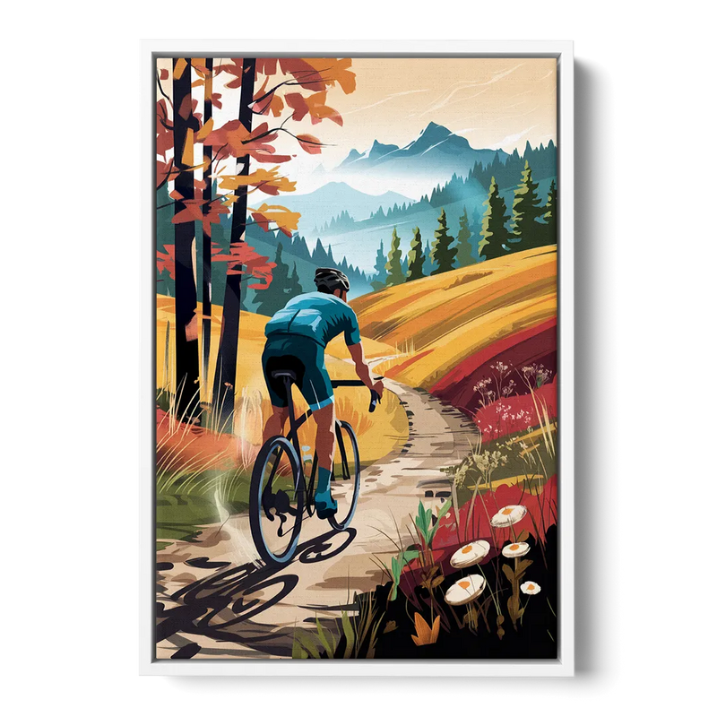 Madison Bike Trails Adventure Front - White Canvas Wall Art