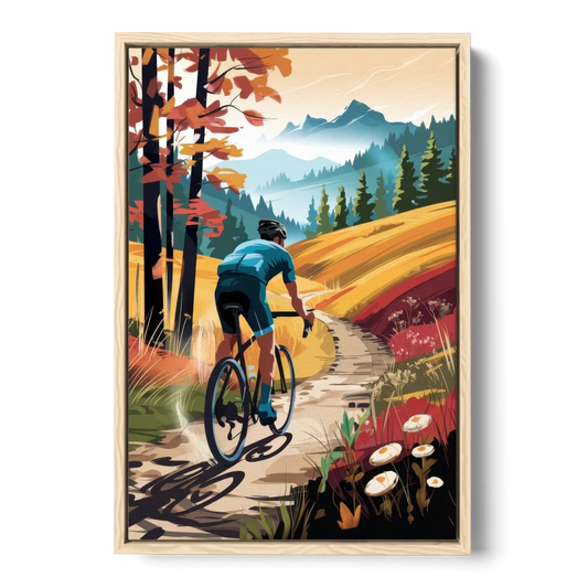 Madison Bike Trails Adventure - Oak Framed Canvas Wall Art - Front