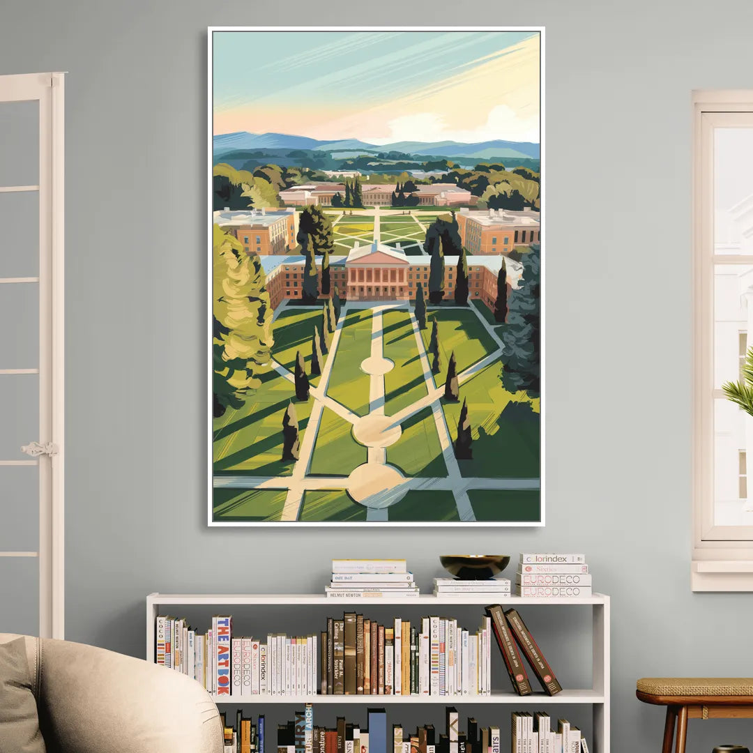 Madison Campus Aerial View Sitting Room - White Canvas Wall Art