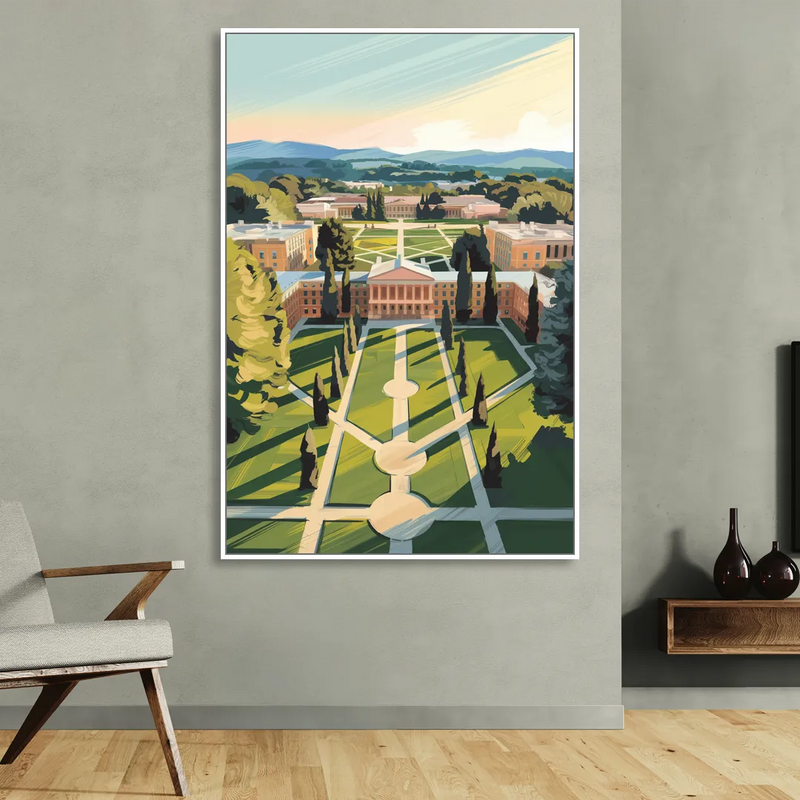 Madison Campus Aerial View Living Room - White Canvas Wall Art
