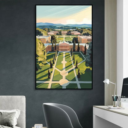 Madison Campus Aerial View Living Room - Black Canvas Wall Art