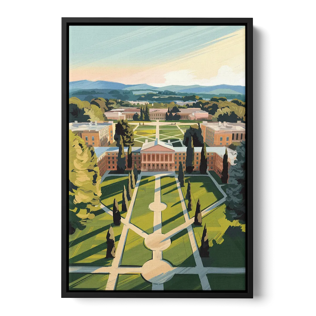 Madison Campus Aerial View Front - Black Canvas Wall Art