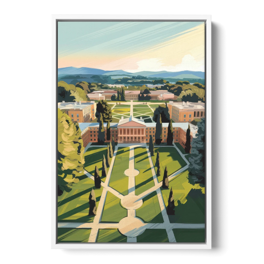 Madison Campus Aerial View - White Framed Canvas Wall Art - Front