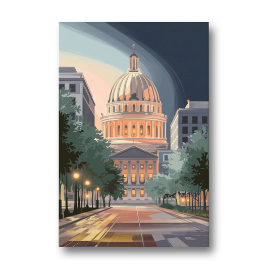 Madison Capitol Dome Glow - Canvas Wall Art - Front