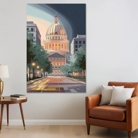Madison Capitol Dome Glow - Canvas Wall Art - Sofa - 40x60