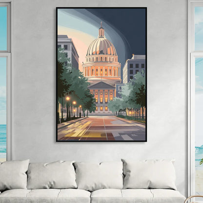 Madison Capitol Dome Glow Sitting Room - Black Canvas Wall Art