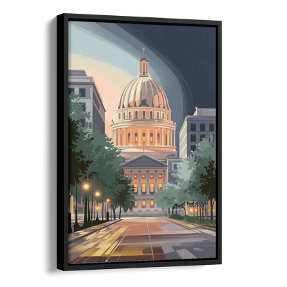 Madison Capitol Dome Glow Side - Black Canvas Wall Art