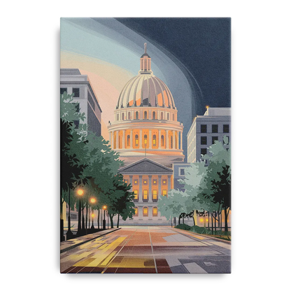 Madison Capitol Dome Glow Front - Canvas Wall Art